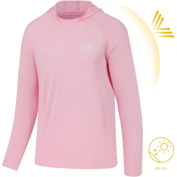 BASSDASH Youth UPF50 Performance T Shirt with Hood Long Sleeve Fishing Hiking Sun Shirt FS03YPink