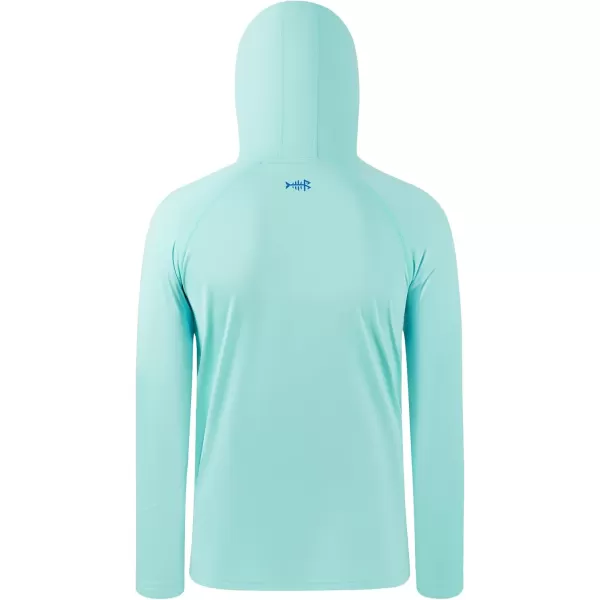 BASSDASH Youth UPF50 Performance T Shirt with Hood Long Sleeve Fishing Hiking Sun Shirt FS03YSeafoam