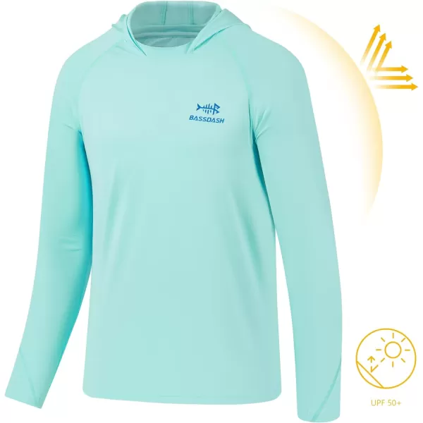 BASSDASH Youth UPF50 Performance T Shirt with Hood Long Sleeve Fishing Hiking Sun Shirt FS03YSeafoam