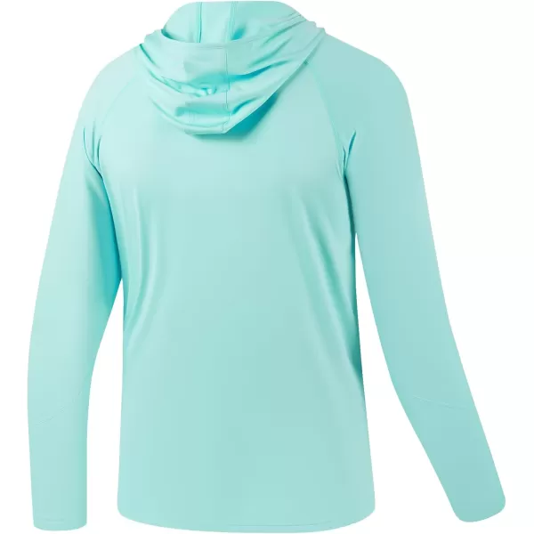 BASSDASH Youth UPF50 Performance T Shirt with Hood Long Sleeve Fishing Hiking Sun Shirt FS03YSeafoam