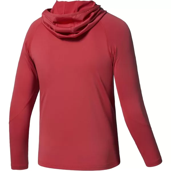 BASSDASH Youth UPF50 Performance T Shirt with Hood Long Sleeve Fishing Hiking Sun Shirt FS03YWatermelon Red