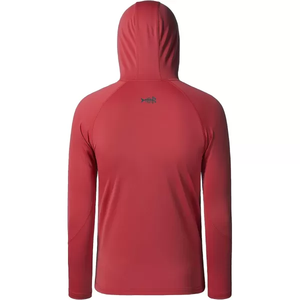 BASSDASH Youth UPF50 Performance T Shirt with Hood Long Sleeve Fishing Hiking Sun Shirt FS03YWatermelon Red