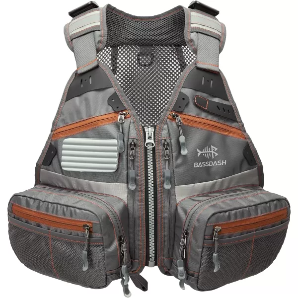 BASSDASH Youths Kids Fly Fishing Vest for Adjustable Size with Multiple Pockets Trout Bass Fishing Gear FV09GreyChocolate