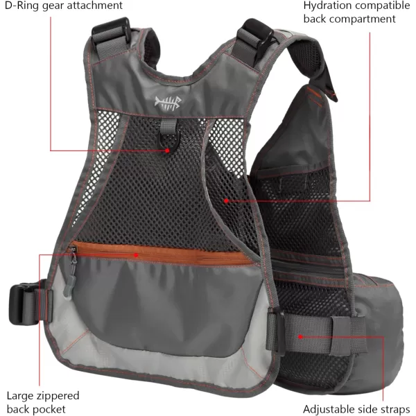 BASSDASH Youths Kids Fly Fishing Vest for Adjustable Size with Multiple Pockets Trout Bass Fishing Gear FV09GreyChocolate