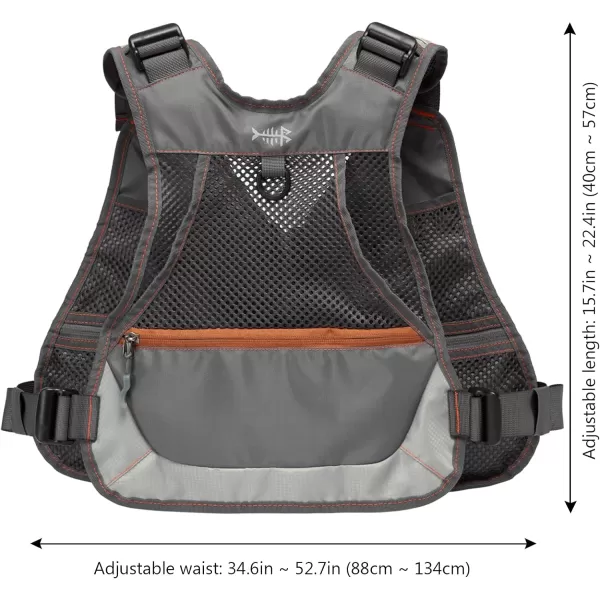 BASSDASH Youths Kids Fly Fishing Vest for Adjustable Size with Multiple Pockets Trout Bass Fishing Gear FV09GreyChocolate