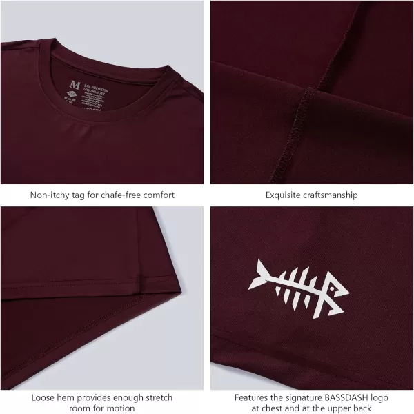 BASSDASHnbspMensnbspUPFnbsp50nbspShortnbspSleevenbspFishingnbspShirtsnbspPerformancenbspCoolingnbspUVnbspSunnbspProtectionnbsp HikingnbspTShirtsBurgundy Pack of 2