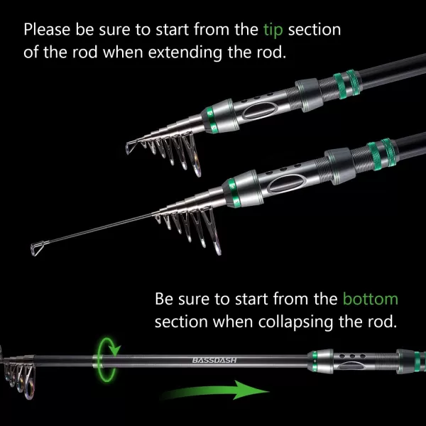 Bassdash Alien Travel Spinning Fishing Rod 30 Ton Carbon Rod OnePiece Performance in Telescopic Design 6ft7ft8ft10ft12ft 1 Piece6u20190u201Dmediumfast