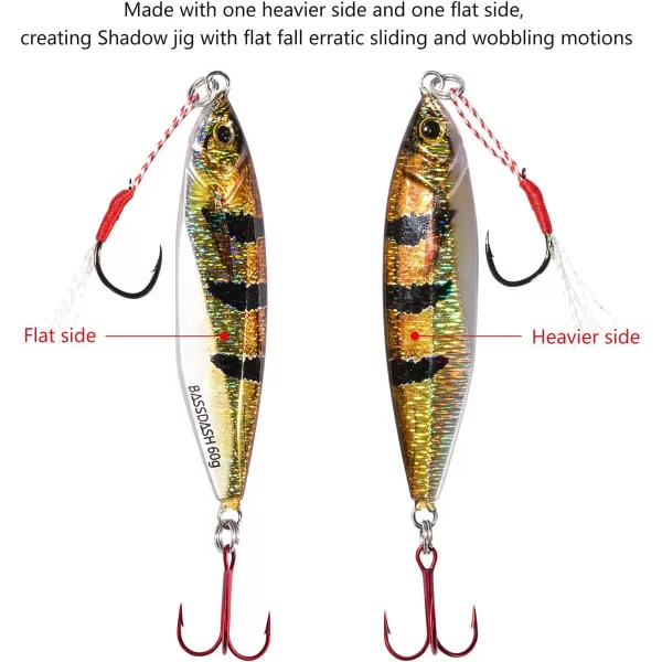 Bassdash Jig Lures 40g 60g with VMC Hooks for Jigging Casting in Saltwater Freshwater FishingAngelfish 40g