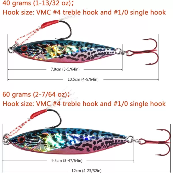 Bassdash Jig Lures 40g 60g with VMC Hooks for Jigging Casting in Saltwater Freshwater FishingAngelfish 40g