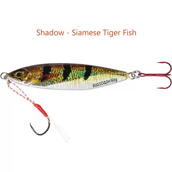 Bassdash Jig Lures 40g 60g with VMC Hooks for Jigging Casting in Saltwater Freshwater FishingTiger Fish 60g