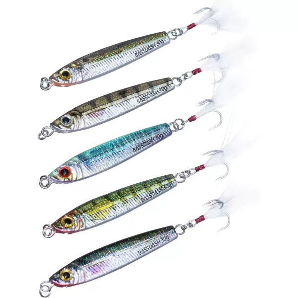 Bassdash Light Jigging Casting Lures 20g 30g with VMC Hooks for Saltwater Freshwater FishingGreen Perch 20g