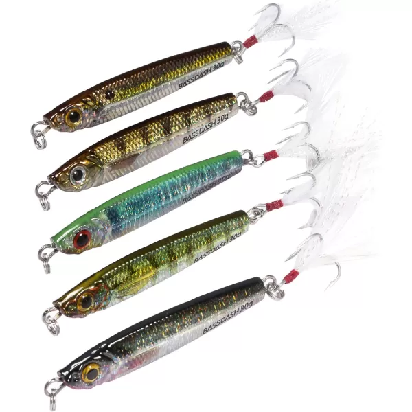 Bassdash Light Jigging Casting Lures 20g 30g with VMC Hooks for Saltwater Freshwater FishingGreen Perch 20g