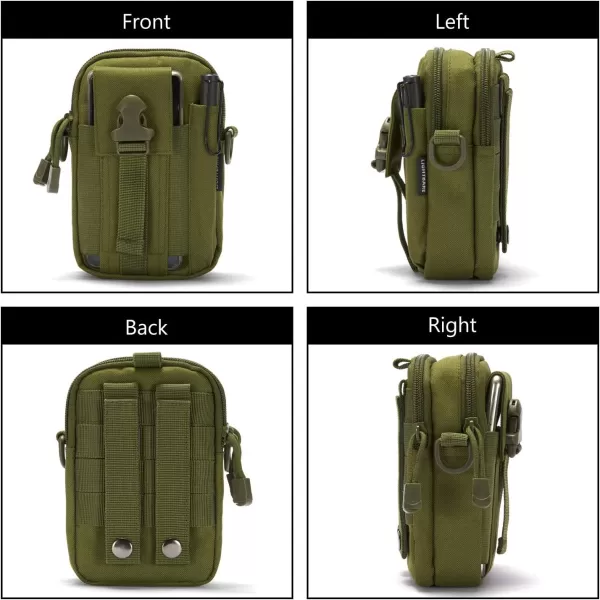 Bassdash LightBare Series Tactical Molle Pouch Multipurpose EDC Crossbody Bag Waistpack Compact Gadget Pouch with Cell Phone Holster HolderArmy Green