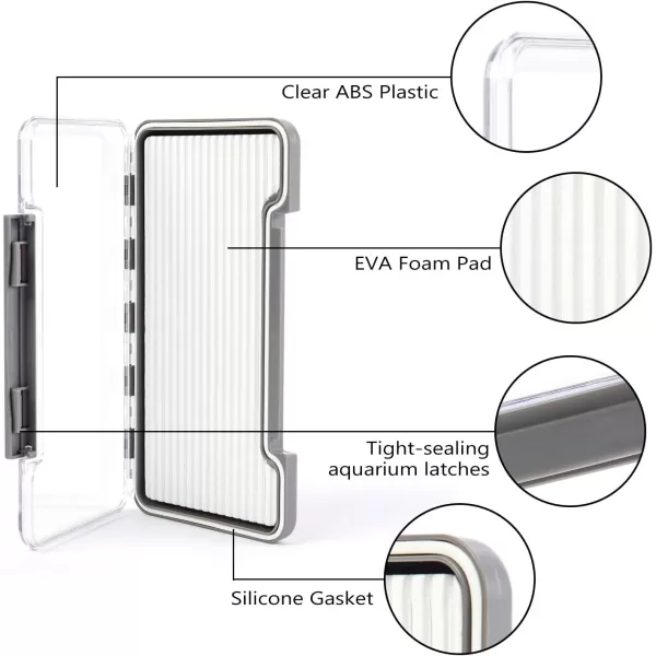 Bassdash Waterproof Fly Box SingleDouble Sided Fishing Flies Storage With FoamSilicone Slits Insert Streamer Jig Deep Trays  59L x 43W x 1HType 3  13 Foam Grooves 54u201Dx38u201Dx07u201D