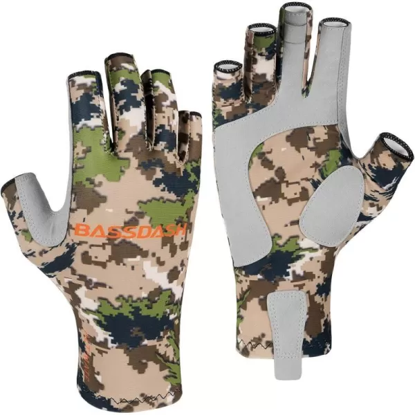 BASSDASH ALTIMATE Fishing Gloves Sun Protection Fingerless Hunting UPF 50 Mens Womens UV GlovesALTIMATE I  Highland