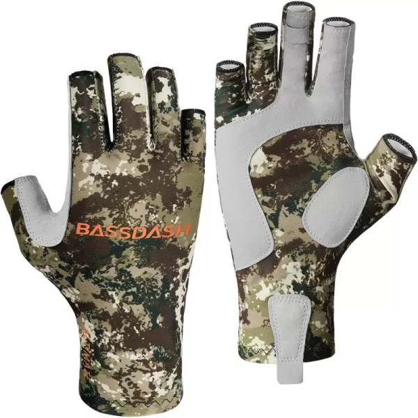 BASSDASH ALTIMATE Fishing Gloves Sun Protection Fingerless Hunting UPF 50 Mens Womens UV GlovesAltimate I  Grunge Camo