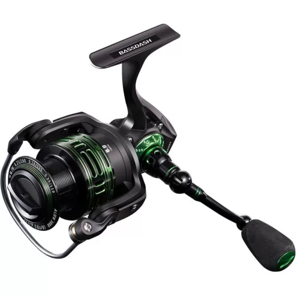 BASSDASH Alien Ultra Lightweight Carbon Spinning Fishing Reel BlueMagic Reel with Aluminum Body and Carbon Rotor Stainless Steel Bearings and Carbon Fiber Drag in 5 SizesALIEN 3000