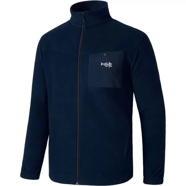 BASSDASH AllDay Mens Full Zip Fleece Jacket Soft Breathable MidWeight Polar Fleece Winter Coat with PocketsDark Blue