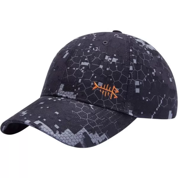 BASSDASH Desolve Camo Fishing Hunting Hat Unisex Adjustable Baseball CapBlak