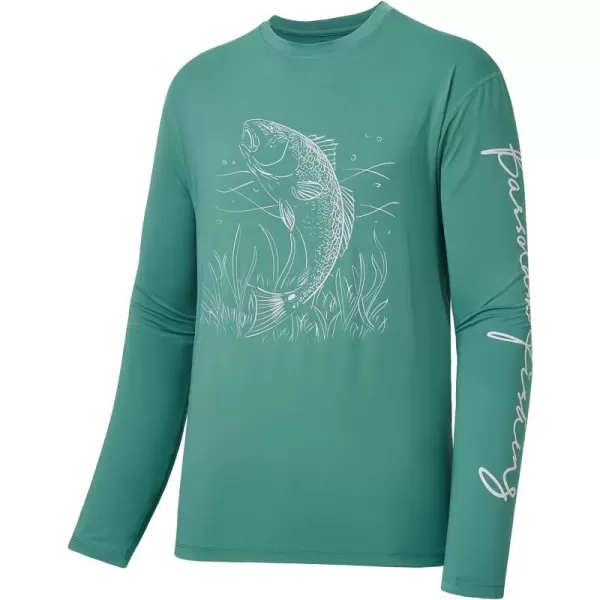 BASSDASH Fish Fishing Shirts for Men UPF 50 Funny Short Long Sleeve Bass Redfish FS16MLong Sleevelake Green T  Red Fish