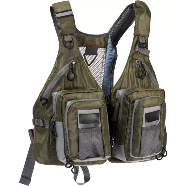 BASSDASH Fly Fishing Vest with Pockets Adjustable Size for Men Women Bass Trout Fishing FV12Army Green