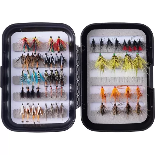 BASSDASH Fly Fishing Wet Flies for Trout Salmon Fishing Nymphs Streamers with Fly Box56pcs Wet Flies Assortment