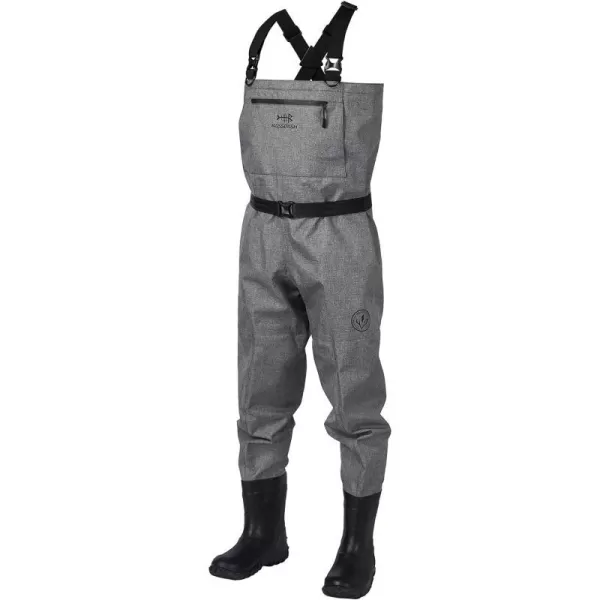 BASSDASH IMMERSE Breathable Ripstop Stocking Boot Foot Fishing Hunting Waders Lightweight Grey Camo Chest Wader for Men WomenBoot Foot Wader  Heather Grey