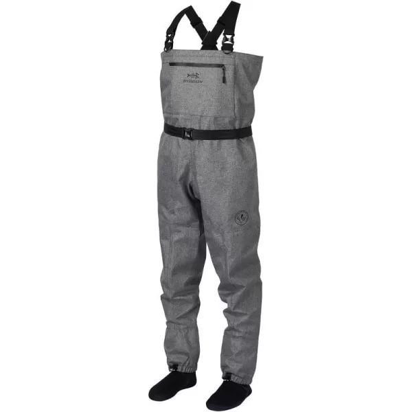 BASSDASH IMMERSE Breathable Ripstop Stocking Boot Foot Fishing Hunting Waders Lightweight Grey Camo Chest Wader for Men WomenStocking Foot Wader  Heather Grey