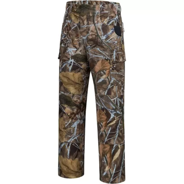 BASSDASH Invis Mens Stretch Hunting Pants Water Resistant Camo Fishing PantAutumn Forest