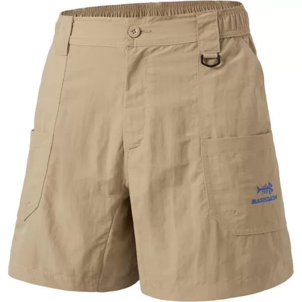 BASSDASH Mens 6 Fishing Shorts UPF 50 Water Resistant Quick Dry Hiking Cargo Shorts with Multi Pocket FP03MKhaki