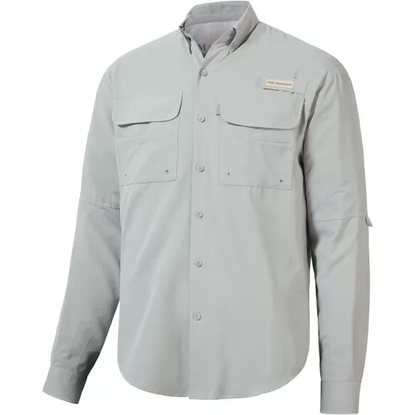 BASSDASH Mens Performance Fishing Hiking Shirt UPF 50 Button Down Long Sleeve Quick Dry FS21MCool Grey