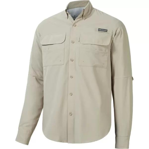 BASSDASH Mens Performance Fishing Hiking Shirt UPF 50 Button Down Long Sleeve Quick Dry FS21MKhaki