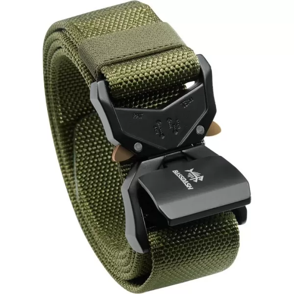 BASSDASH Mens Tactical Belt Military Rigger Work Belt 15 Nylon Web with Heavy Duty Quick Release Buckle Hiking HuntingArmy Green