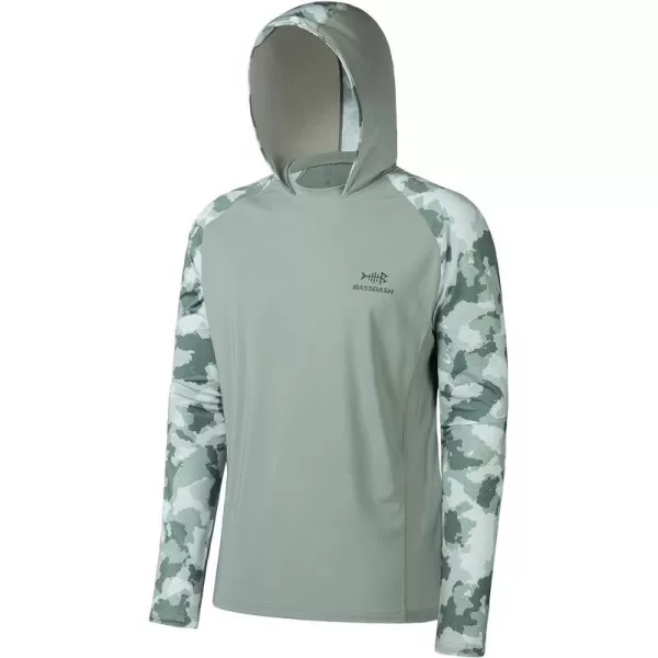 BASSDASH Mens UPF 50 Performance Fishing Shirt Cooling Hoodie Camo Long Sleeve FS17MAsh Grey  Brownampgreen Camo