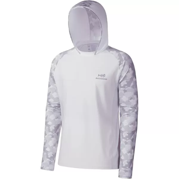 BASSDASH Mens UPF 50 Performance Fishing Shirt Cooling Hoodie Camo Long Sleeve FS17MWhite  Light Grey Camo