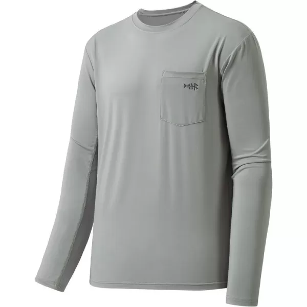 BASSDASH Mens UPF 50 Performance Long Sleeve TShirt UV Sun Protection Fishing Hiking Sports ShirtsAsh GreyDark Grey Logo