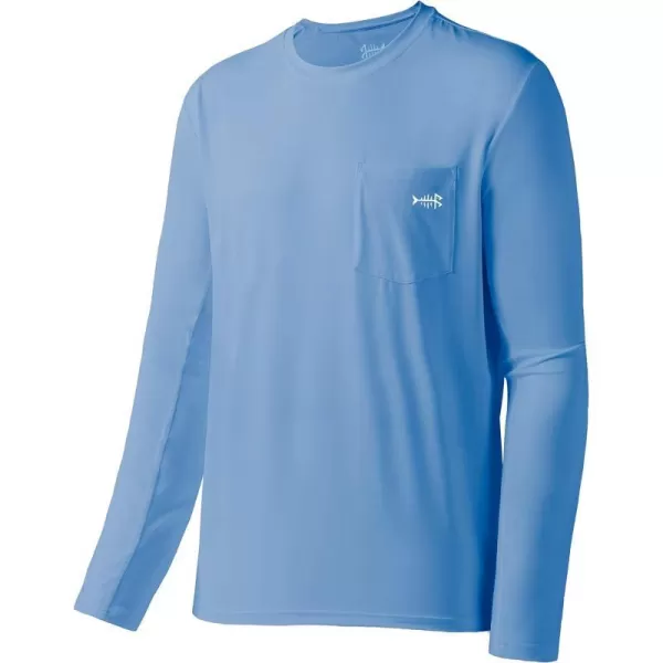 BASSDASH Mens UPF 50 Performance Long Sleeve TShirt UV Sun Protection Fishing Hiking Sports ShirtsCarolinaWhite Logo