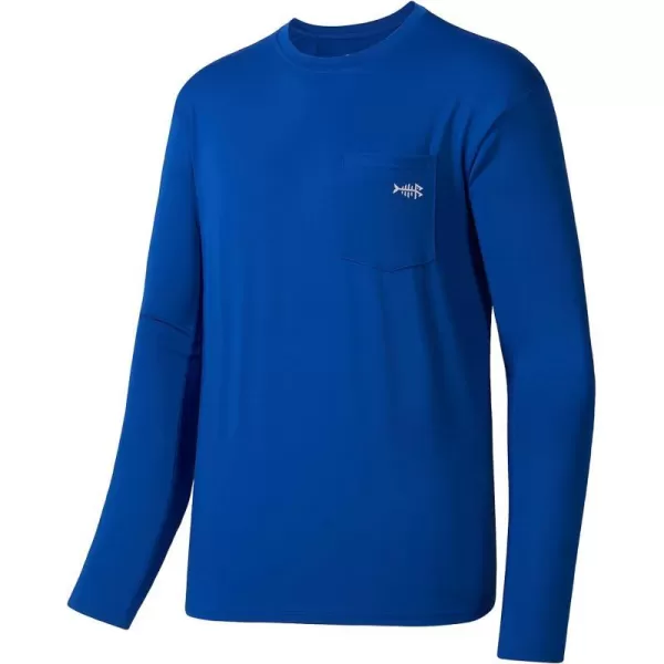 BASSDASH Mens UPF 50 Performance Long Sleeve TShirt UV Sun Protection Fishing Hiking Sports ShirtsRoyal BlueWhite Logo