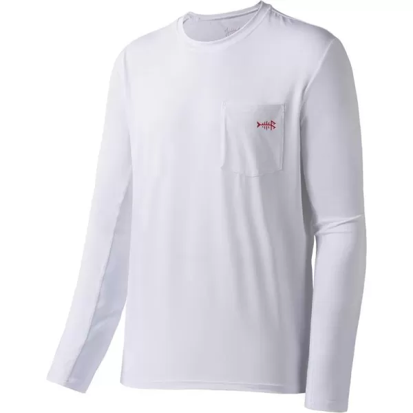 BASSDASH Mens UPF 50 Performance Long Sleeve TShirt UV Sun Protection Fishing Hiking Sports ShirtsWhiteRed Logo