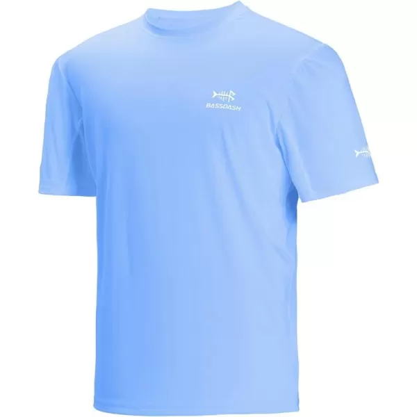 BASSDASH Mens UPF 50 Sun Protection Fishing Shirt Short Sleeve UV TShirtCarolinaWhite Logo