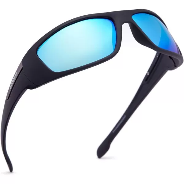 BASSDASH Polarized Sport Fishing Sunglasses for Men and Women 100 UV Protection for Kayaking Hiking Driving CyclingV02frame  Matte Black Lens  Blue Mirror