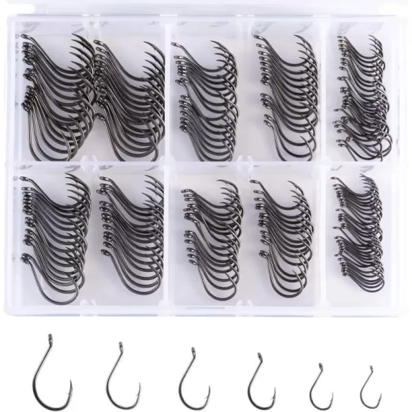 BASSDASH Saltwater Freshwater Hooks Assortment Pack Octopus Offset Hooks and Aberdeen Hooks in Assorted Sizes Tackle Box180 Octopus Hooks in Small Sizes