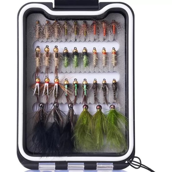 33pcs barbed and barbless trout flies