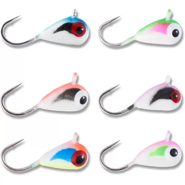 BASSDASH Tungsten Ice Fishing Jigs with Glowing Paint Fishing Lures for Winter Ice Jigging Crappie Bluegill 6PackBI10  A