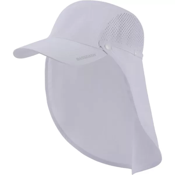 BASSDASH UPF 50 Foldable Fishing Hat Baseball Cap with Removable Neck Flap Portable for Men Women Golf HikingWhite With Unfoldable Brim