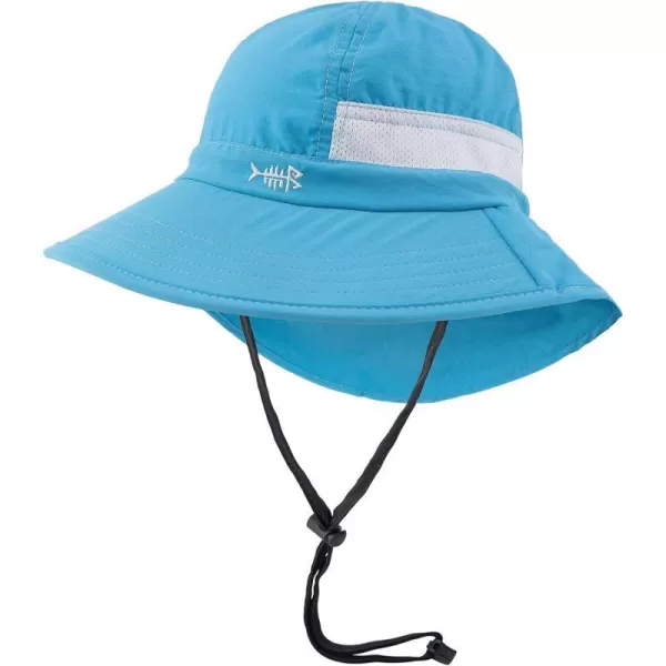 BASSDASH UPF 50 Kids Sun Hat with Wide Brim Neck Flap Mesh Vent for Boys GirlsLight Blue