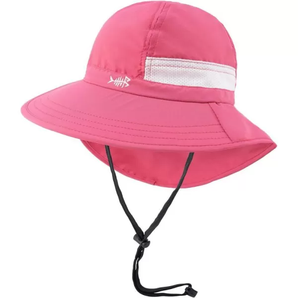 BASSDASH UPF 50 Kids Sun Hat with Wide Brim Neck Flap Mesh Vent for Boys GirlsRose Pink