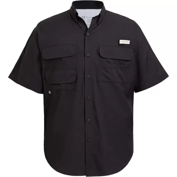 BASSDASH UPF 50 Mens Fishing Dress Shirt Button Down Woven Short Sleeve OutdoorBlack