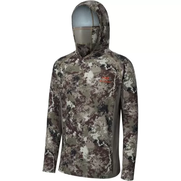 BASSDASH UPF 50 Mens Hunting Shirts with Mask Long Sleeve Camo Fishing HoodieGrunge Camo