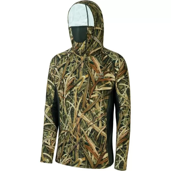 BASSDASH UPF 50 Mens Hunting Shirts with Mask Long Sleeve Camo Fishing HoodieReeds